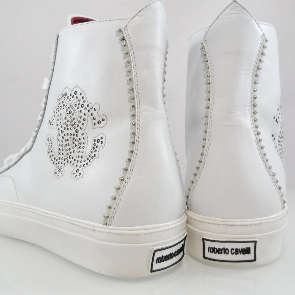 🎁FATHERS DAY NEW $579 ROBERTO CAVALLI HI-TOP EMBELLISHED RC LOGO SNEAKERS 45 - Picture 8 of 12